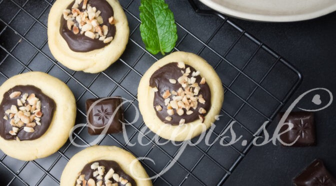 Butter biscuits with chocolate and hazelnuts