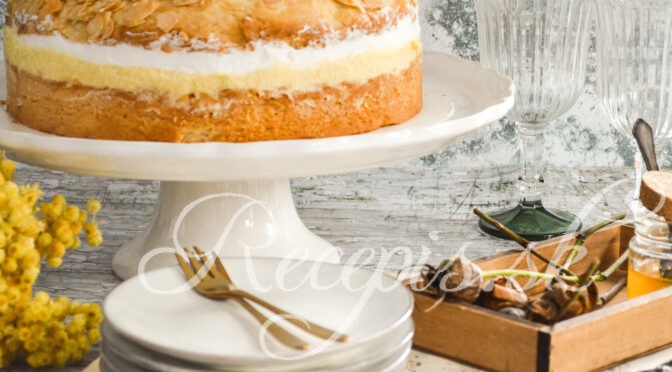 Traditional german sourdough cake “Bienenstich”